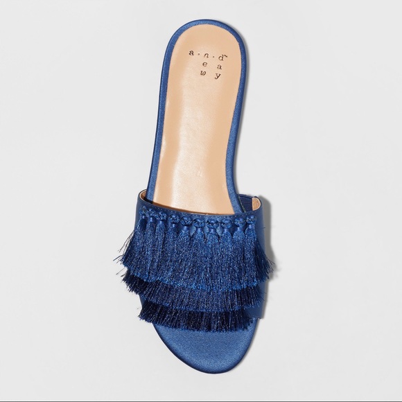 Women's Benetta Tassel Slide Sandals Blue-B1 - Picture 4 of 7